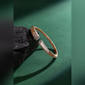 Rose gold open cuff bangle with diamond arrow tips by Sri Sai Krishna Jewellers